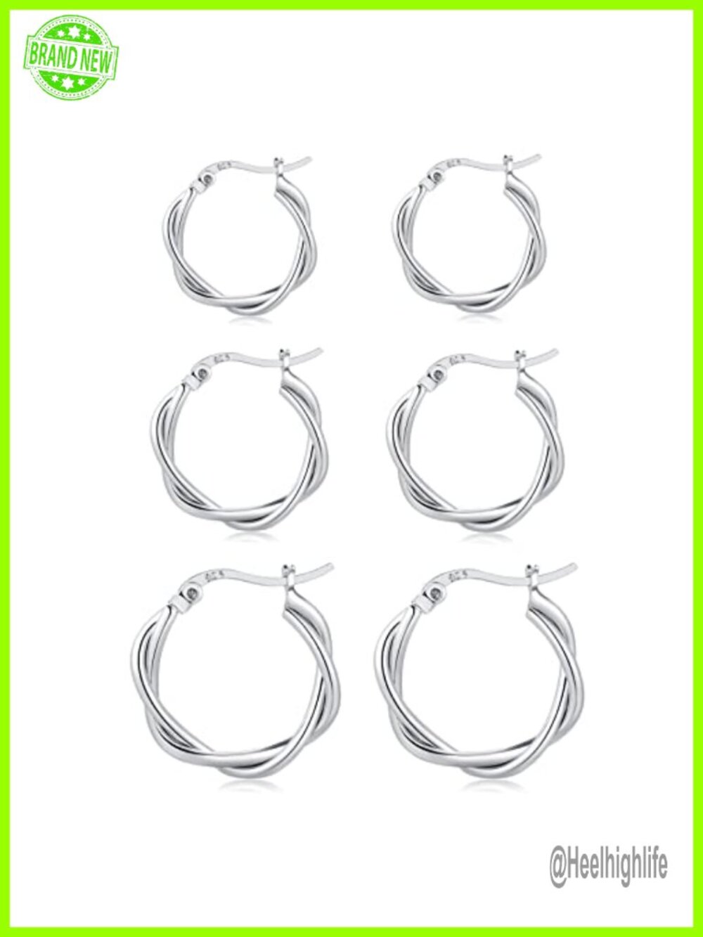 925 Sterling Silver Small Huggie Hoop Earrings Twist Design for Women Men